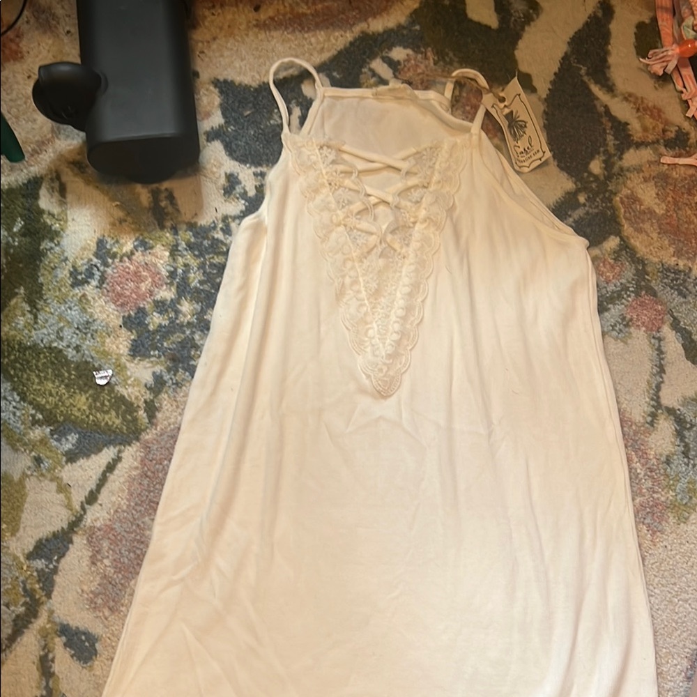 Easel Cream Backless Tie Front Tank Top